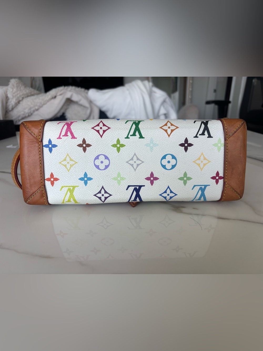 Louis Vuitton Eliza Takashi Murakami White Multicolor Monogram Shoulder Bag - Picture 3 of 12